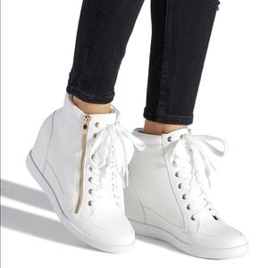White wedge sneakers